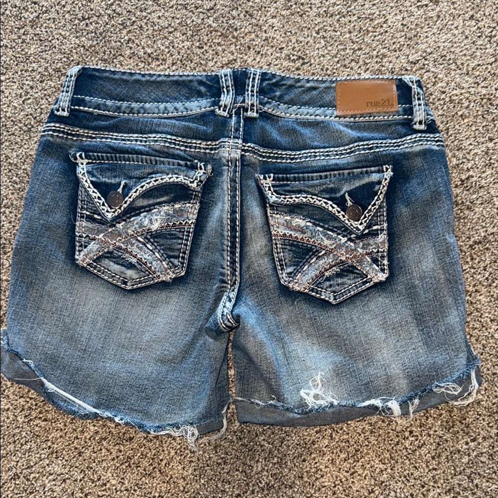 Rue21 Blue Jean Shorts with Distressed Details